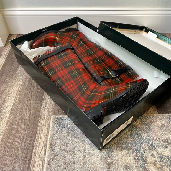 Lauren by Ralph Laurent High Shaft Black & Red Plaid Rainboots with box - Picture 12 of 13